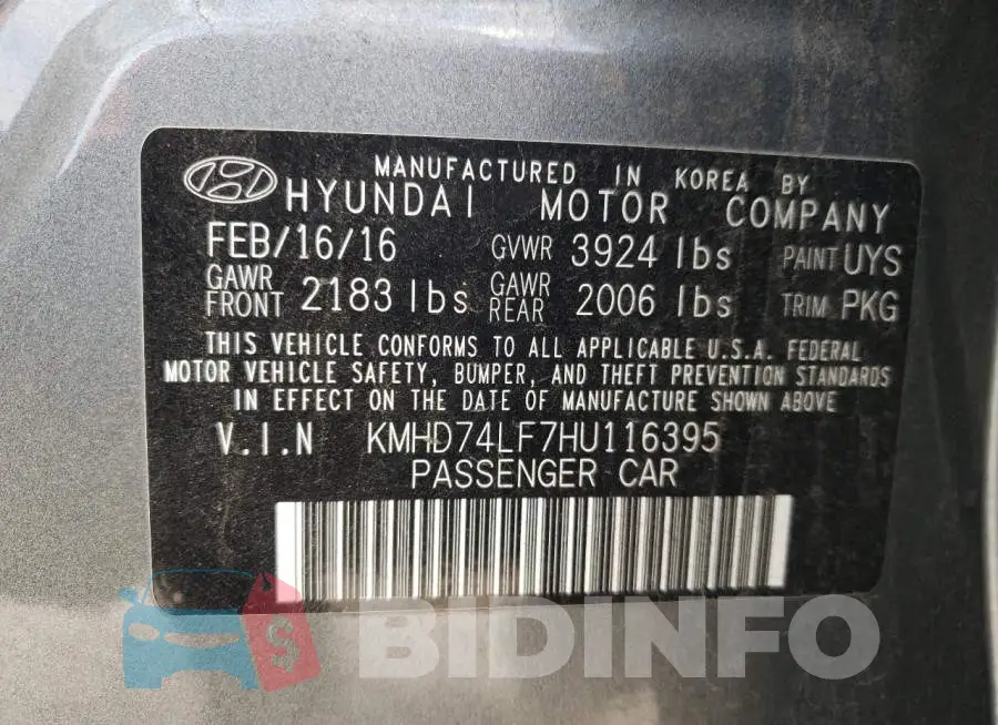 KMHD74LF7HU116395 Photo# 13