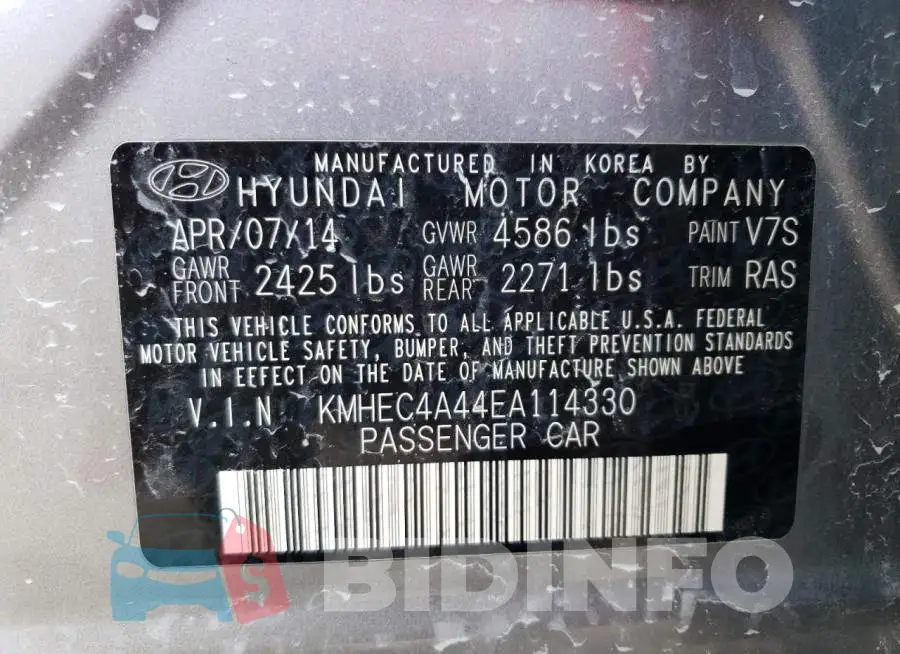 KMHEC4A44EA114330 Photo# 12