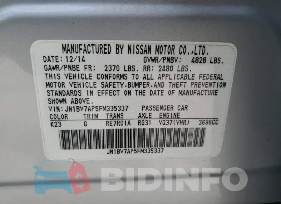 JN1BV7AP5FM335337 Photo# 13