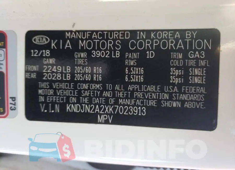 KNDJN2A2XK7023913 Photo# 12