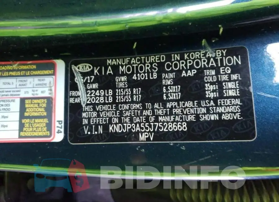KNDJP3A55J7528668 Photo# 12