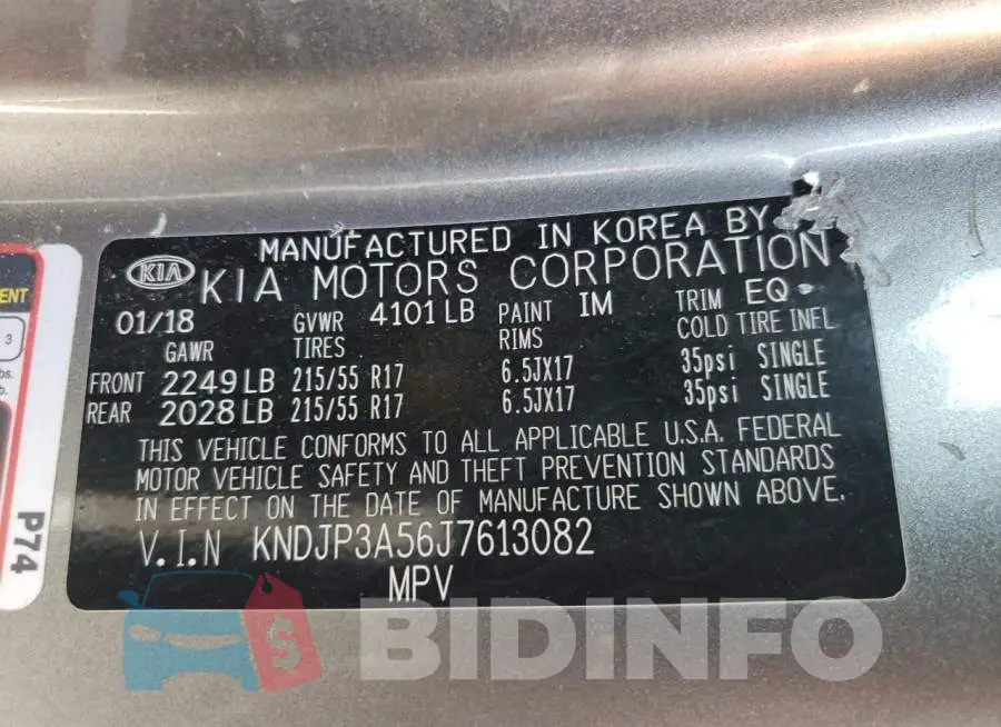 KNDJP3A56J7613082 Photo# 12