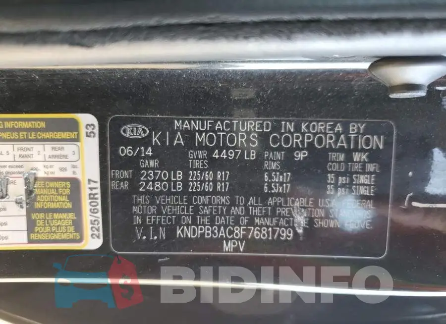 KNDPB3AC8F7681799 Photo# 10