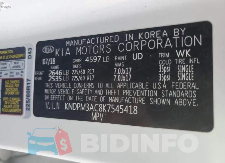KNDPM3AC8K7545418 Photo# 13
