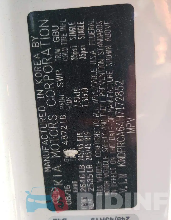 KNDPRCA64H7172852 Photo# 10