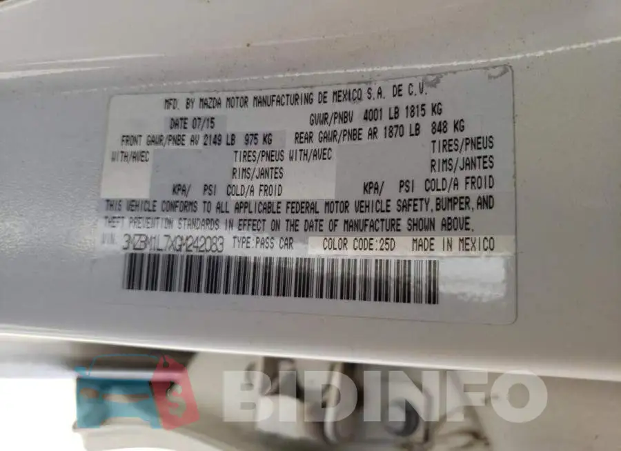 3MZBM1L7XGM242083 Photo# 12