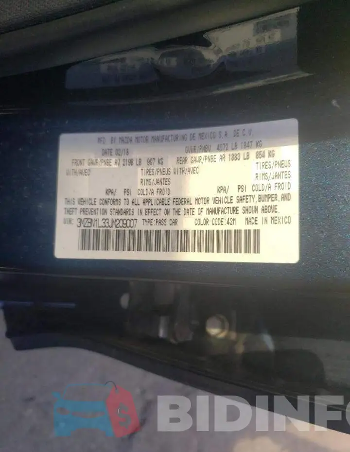 3MZBN1L33JM209007 Photo# 12