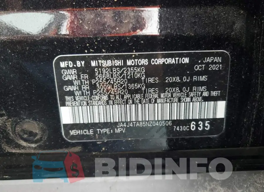 JA4J4TA85NZ040506 Photo# 12
