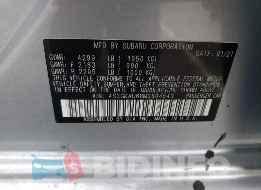 4S3GKAU68M3604543 Photo# 10