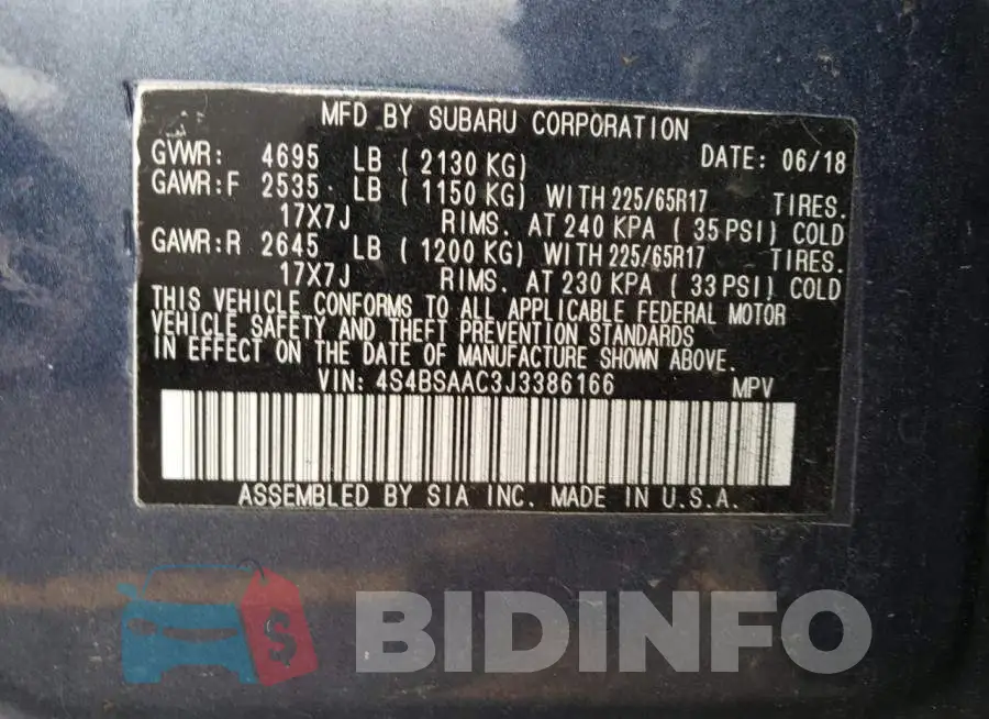 4S4BSAAC3J3386166 Photo# 13