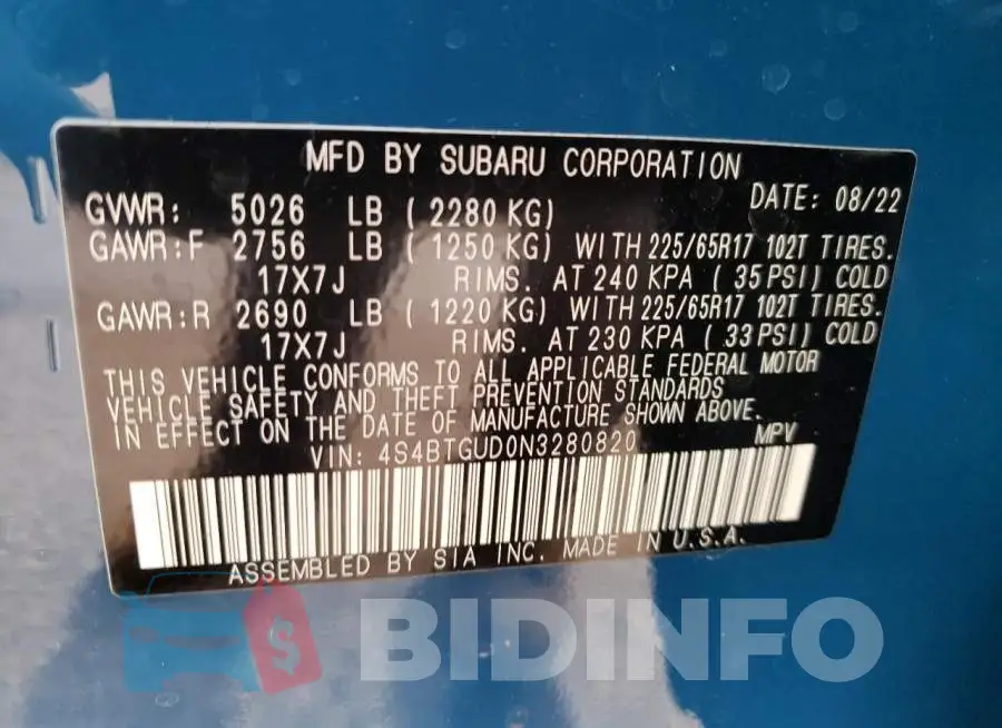4S4BTGUD0N3280820 Photo# 10