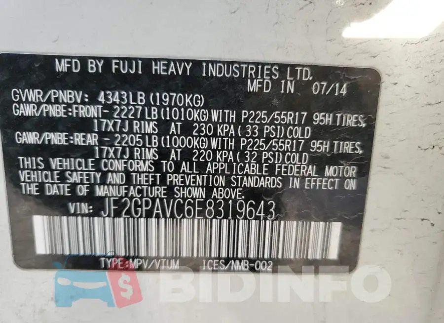 JF2GPAVC6E8319643 Photo# 12