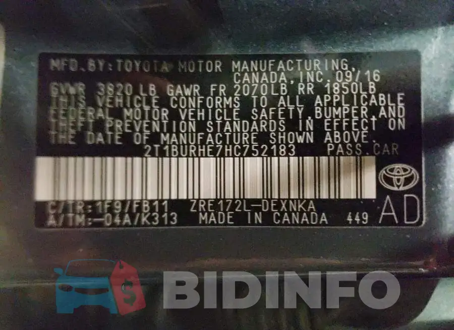 2T1BURHE7HC752183 Photo# 12