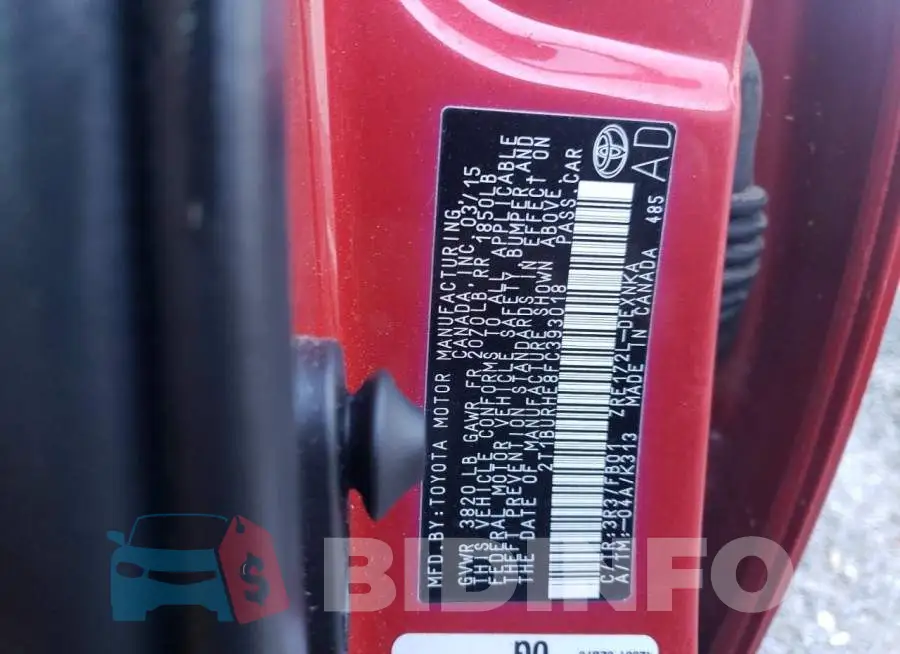 2T1BURHE8FC393018 Photo# 12