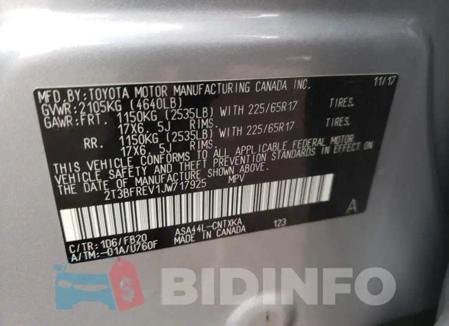 2T3BFREV1JW717925 Photo# 12