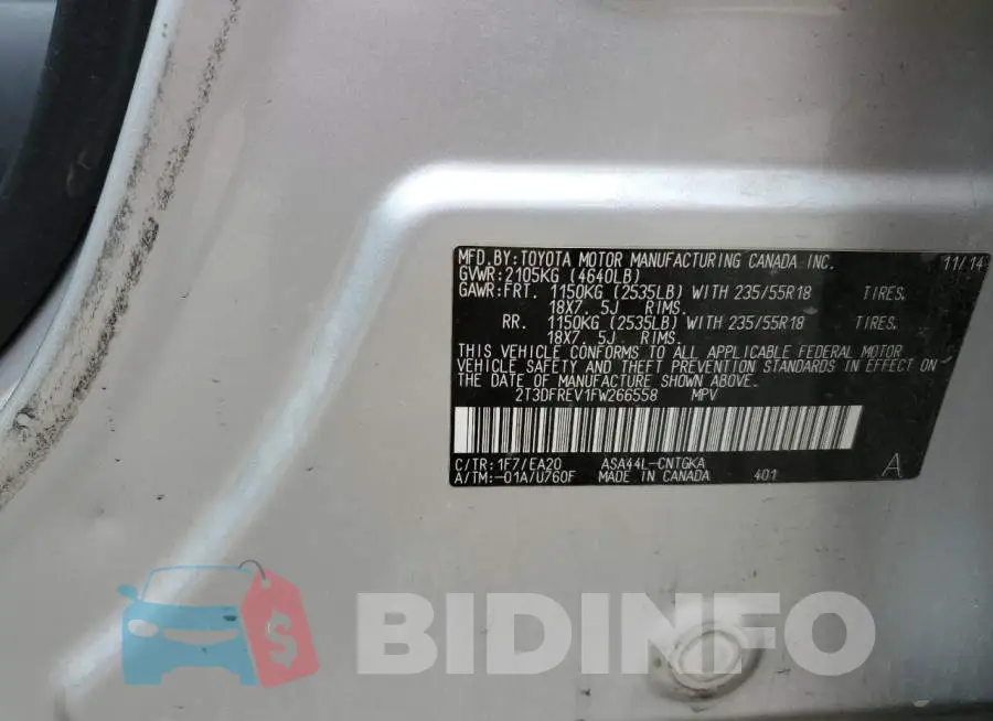 2T3DFREV1FW266558 Photo# 10