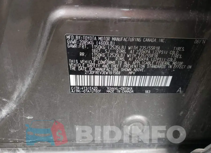 2T3DFREV3EW191568 Photo# 13