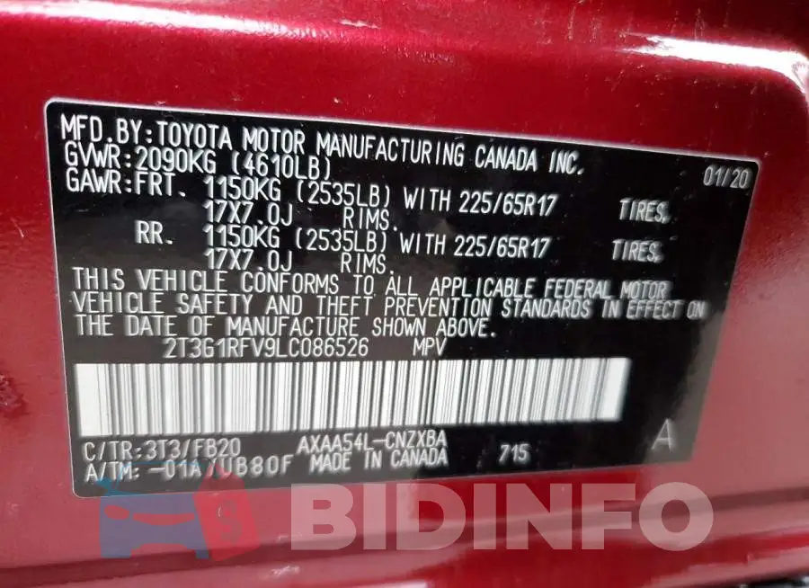 2T3G1RFV9LC086526 Photo# 14