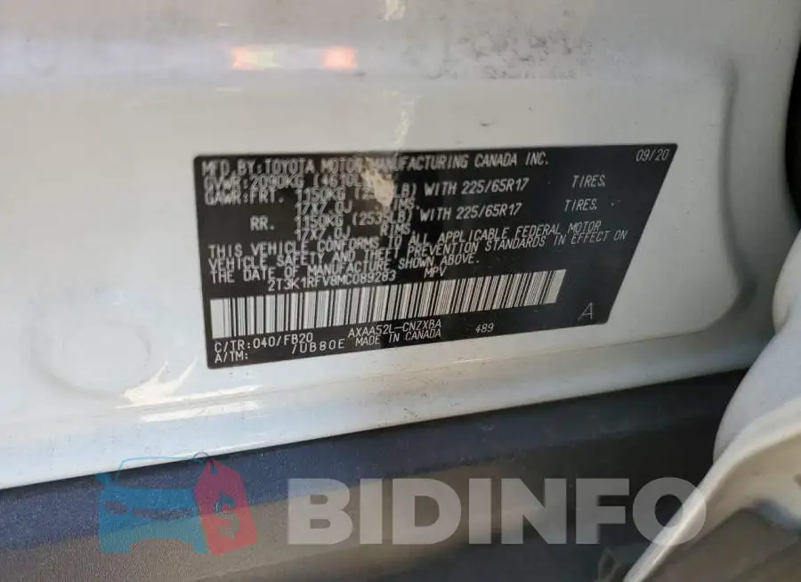 2T3K1RFV8MC089283 Photo# 13