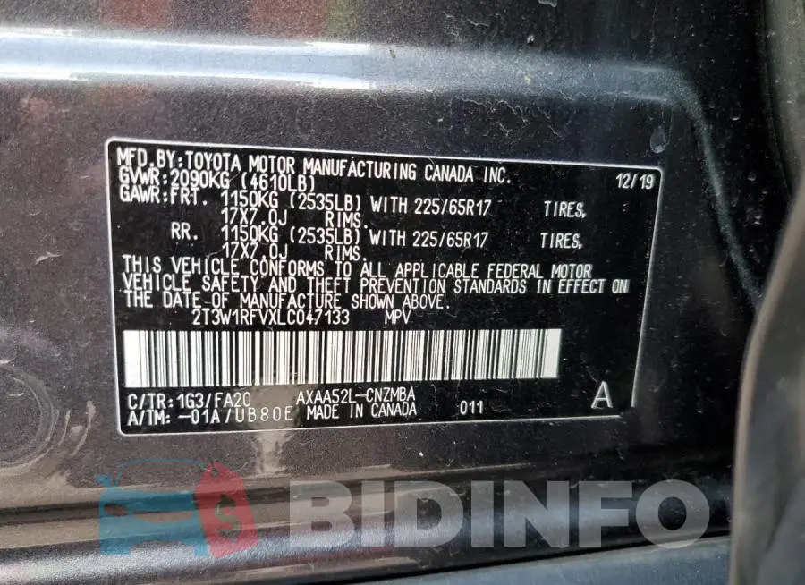 2T3W1RFVXLC047133 Photo# 13