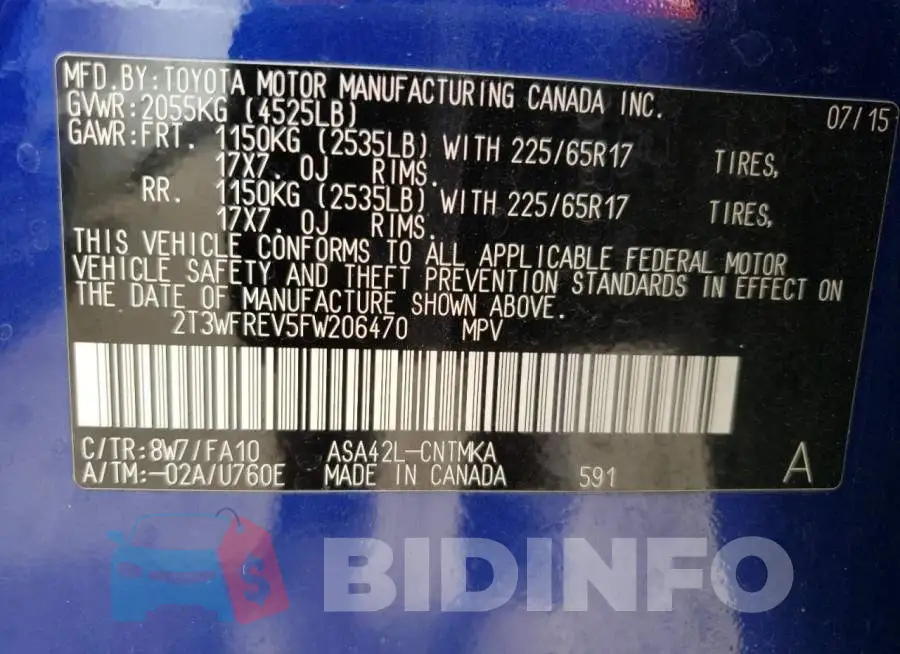 2T3WFREV5FW206470 Photo# 13