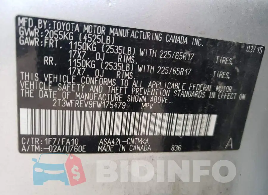 2T3WFREV9FW175479 Photo# 12