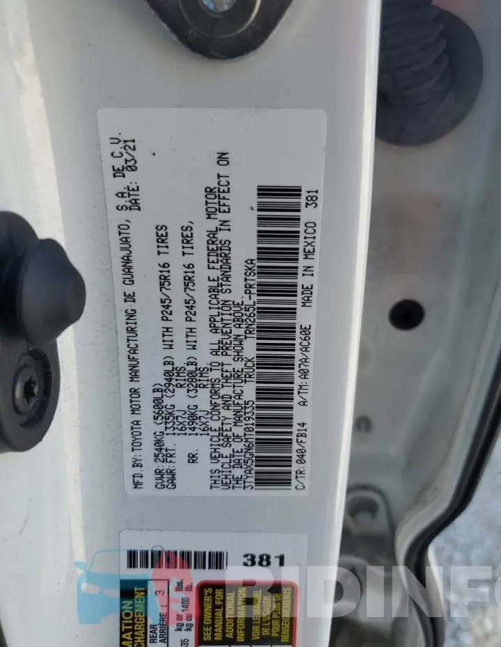 3TYAX5GN6MT019335 Photo# 12