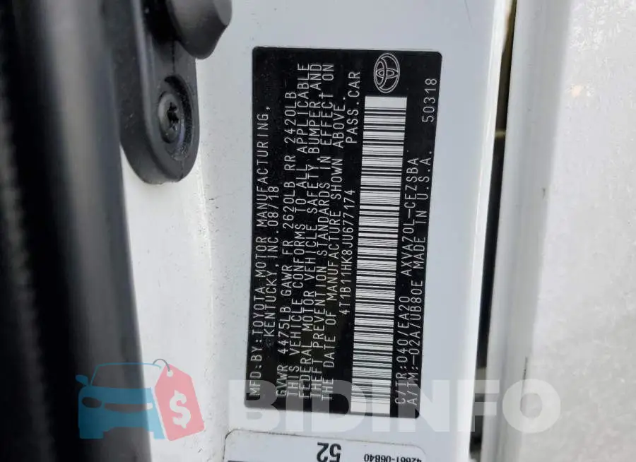 4T1B11HK8JU677174 Photo# 12