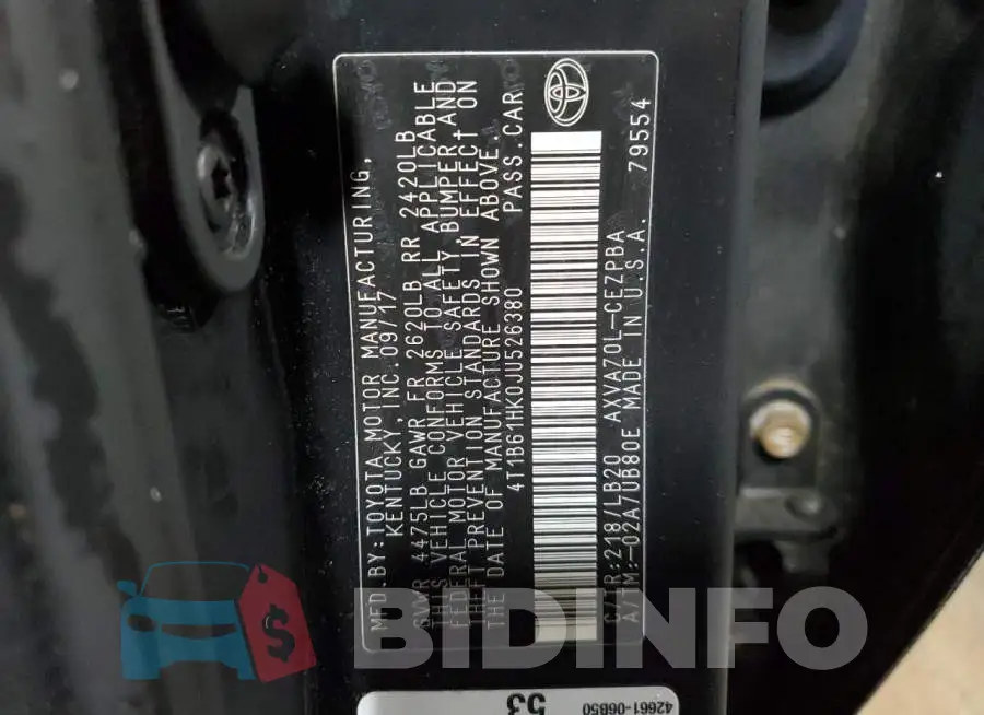 4T1B61HK0JU526380 Photo# 12