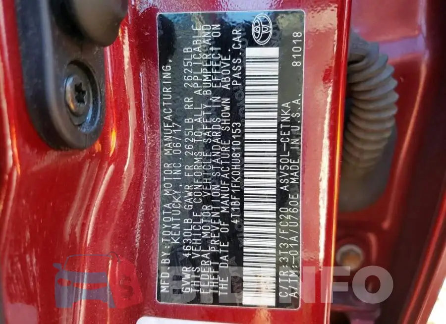 4T1BF1FK0HU810153 Photo# 13