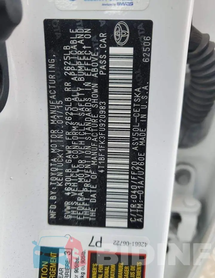 4T1BF1FK3FU920983 Photo# 13