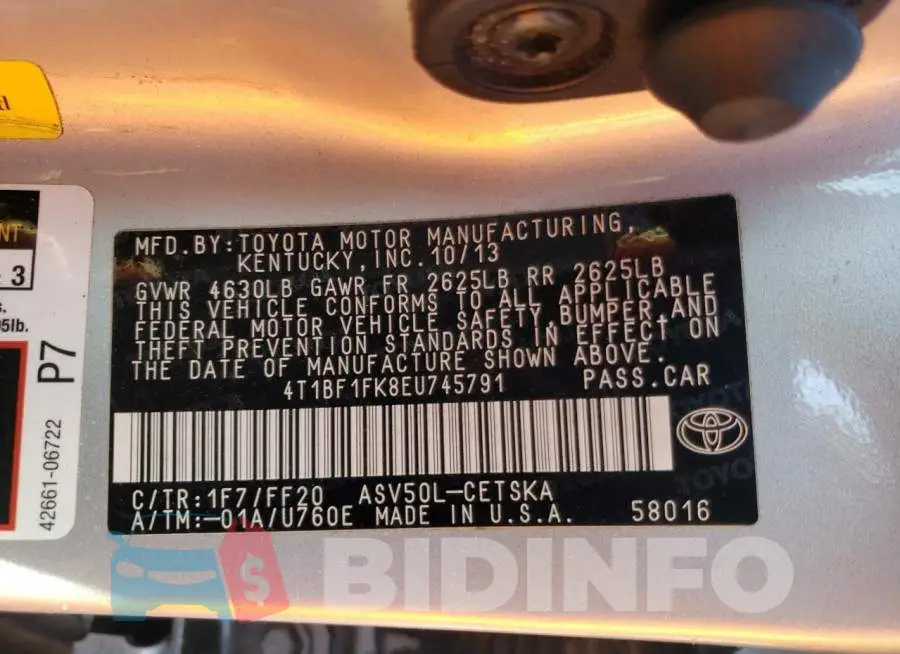 4T1BF1FK8EU745791 Photo# 13