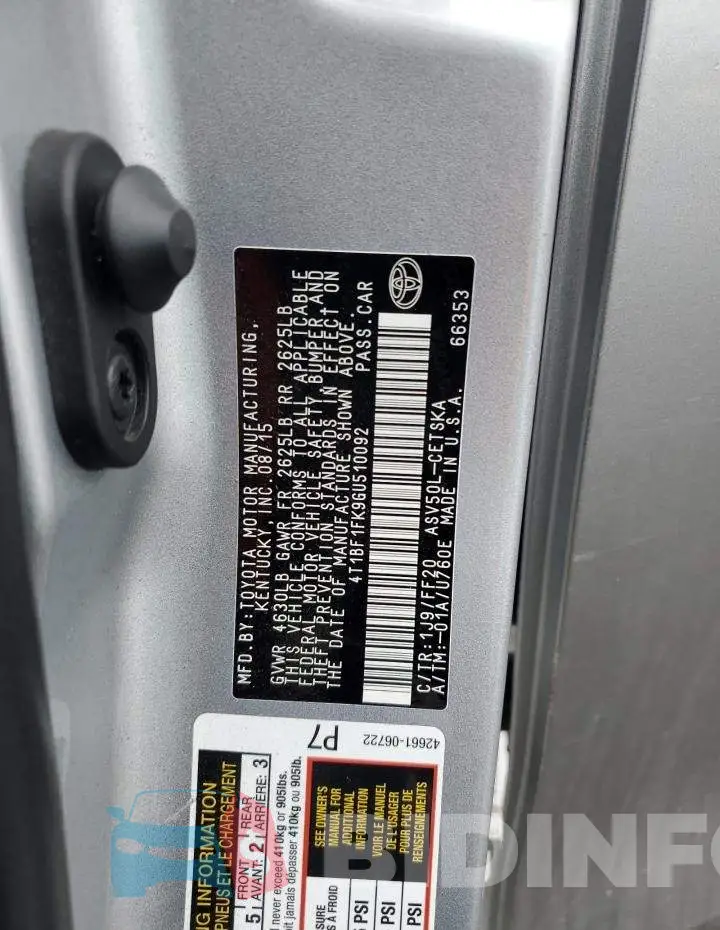 4T1BF1FK9GU510092 Photo# 13