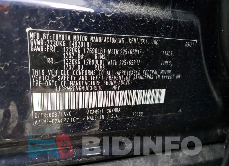 4T3RWRFV6MU033910 Photo# 12