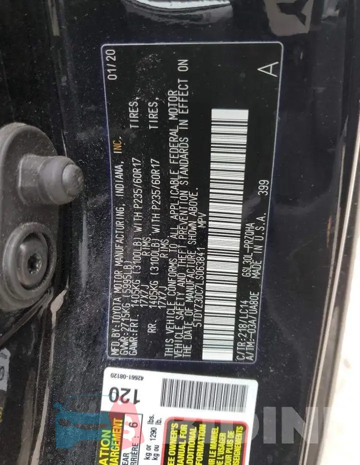 5TDYZ3DC7LS063841 Photo# 13