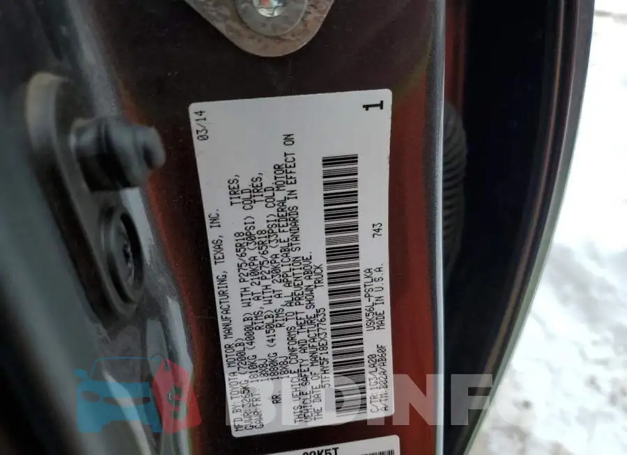 5TFHY5F18EX377635 Photo# 12