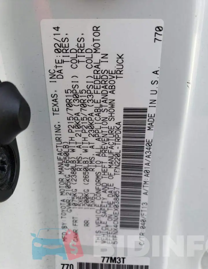 5TFNX4CNXEX038057 Photo# 13