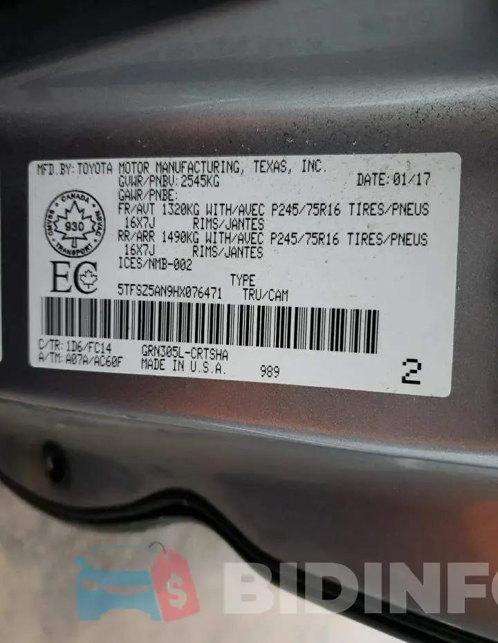 5TFSZ5AN9HX076471 Photo# 13