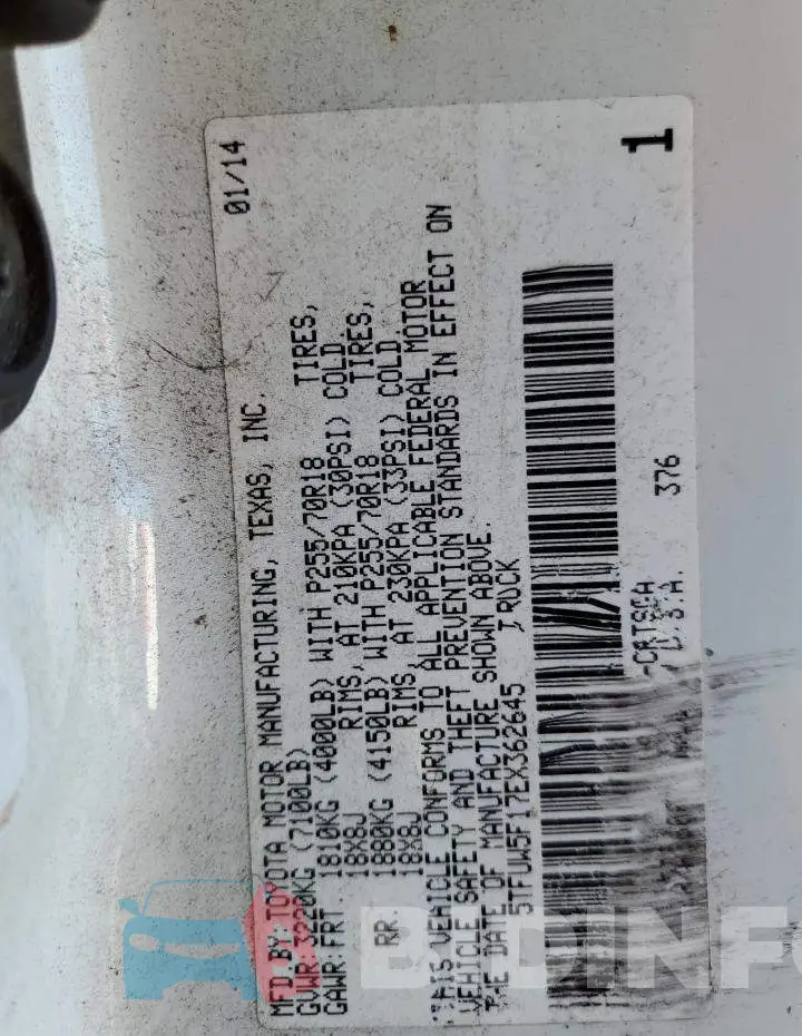 5TFUW5F17EX362645 Photo# 12