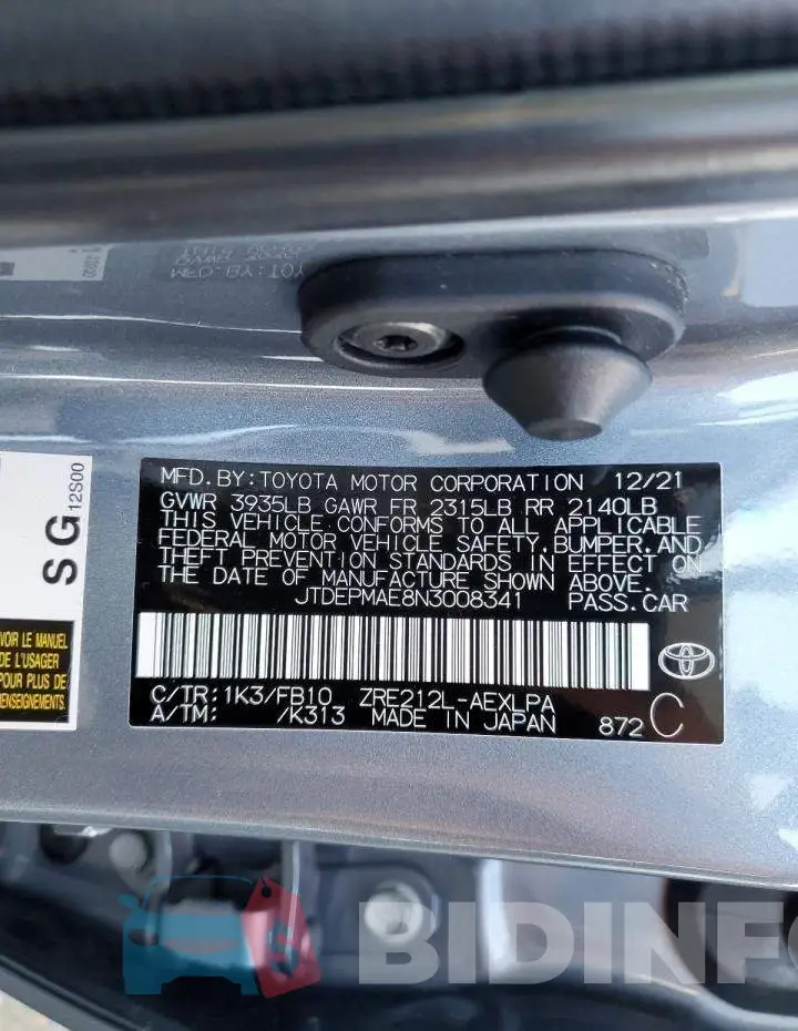 JTDEPMAE8N3008341 Photo# 12