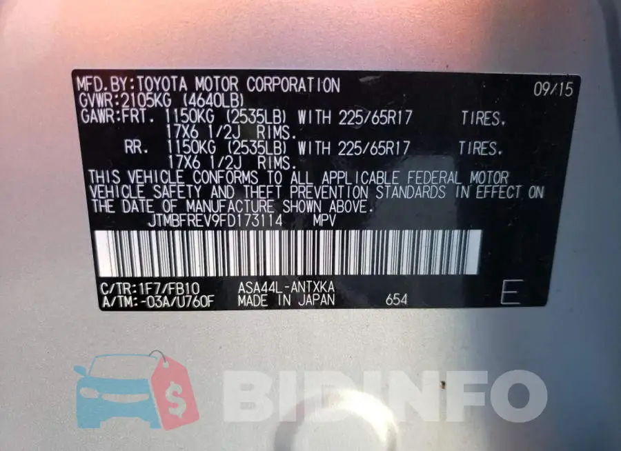 JTMBFREV9FD173114 Photo# 13