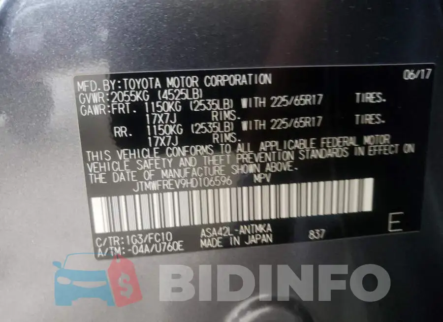JTMWFREV9HD106596 Photo# 10