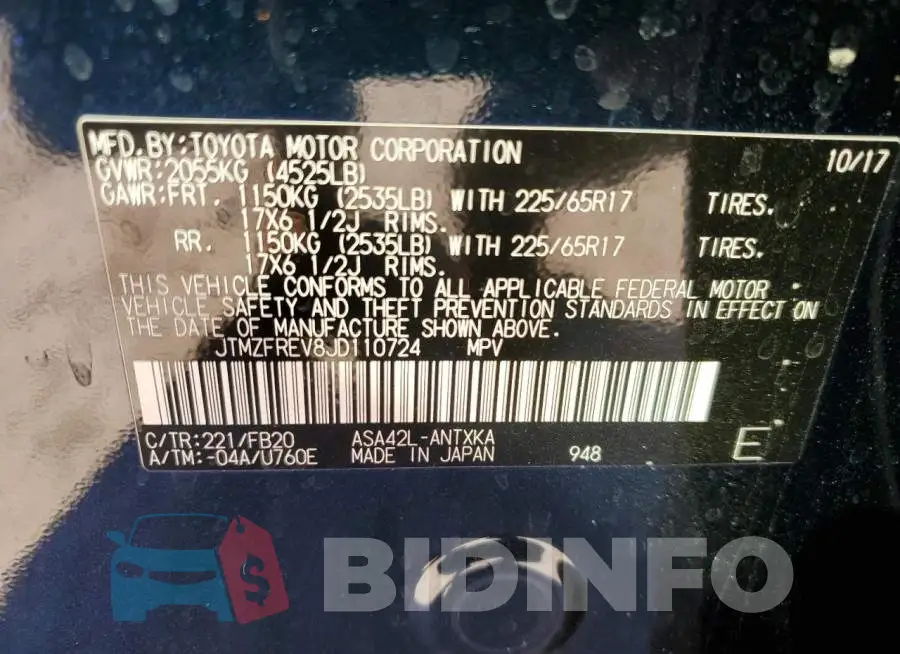 JTMZFREV8JD110724 Photo# 14