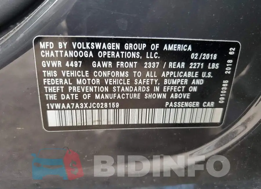 1VWAA7A3XJC028159 Photo# 10