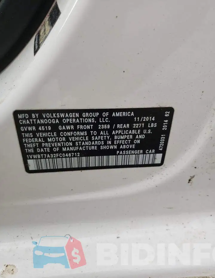 1VWBT7A32FC046712 Photo# 12
