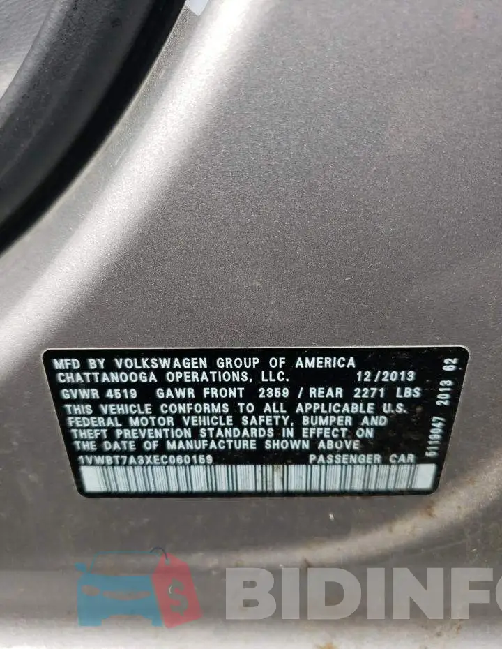 1VWBT7A3XEC060159 Photo# 10