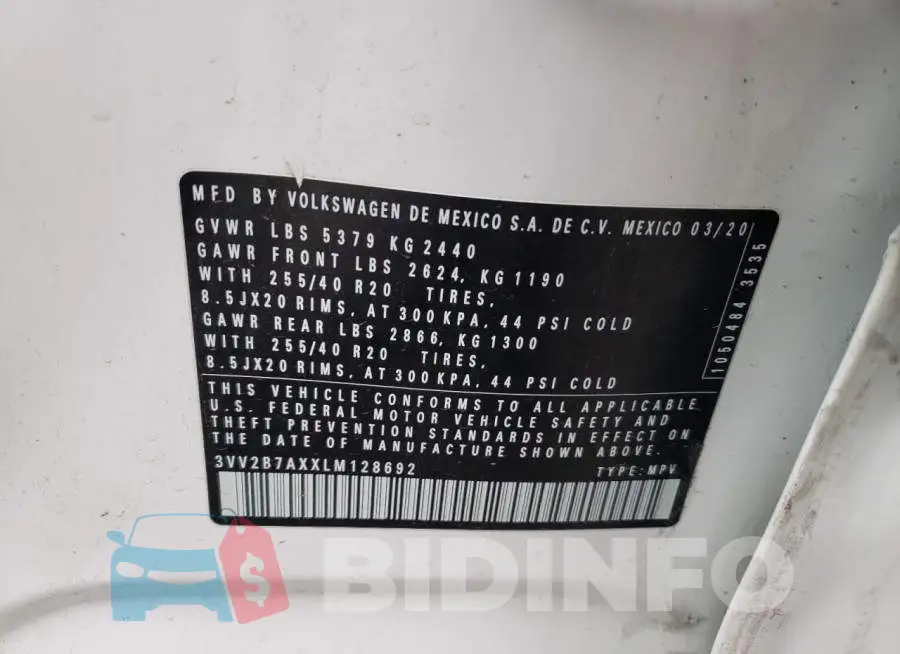 3VV2B7AXXLM128692 Photo# 13