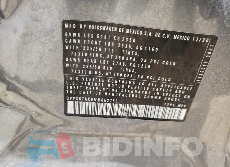 3VV3B7AX9MM052789 Photo# 14