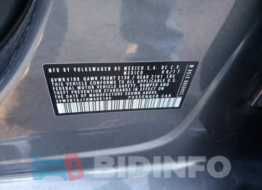 3VW2B7AJ1HM405180 Photo# 12