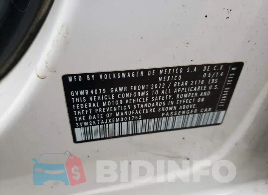 3VW2K7AJXEM301752 Photo# 12